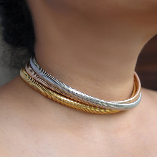 Tricolor Layered Choker