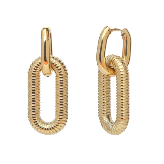 Detachable Box Hoop Earrings - Gold