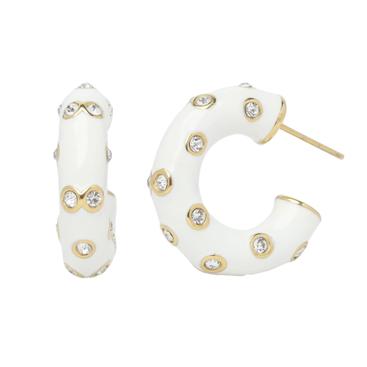 White Hoop Earrings