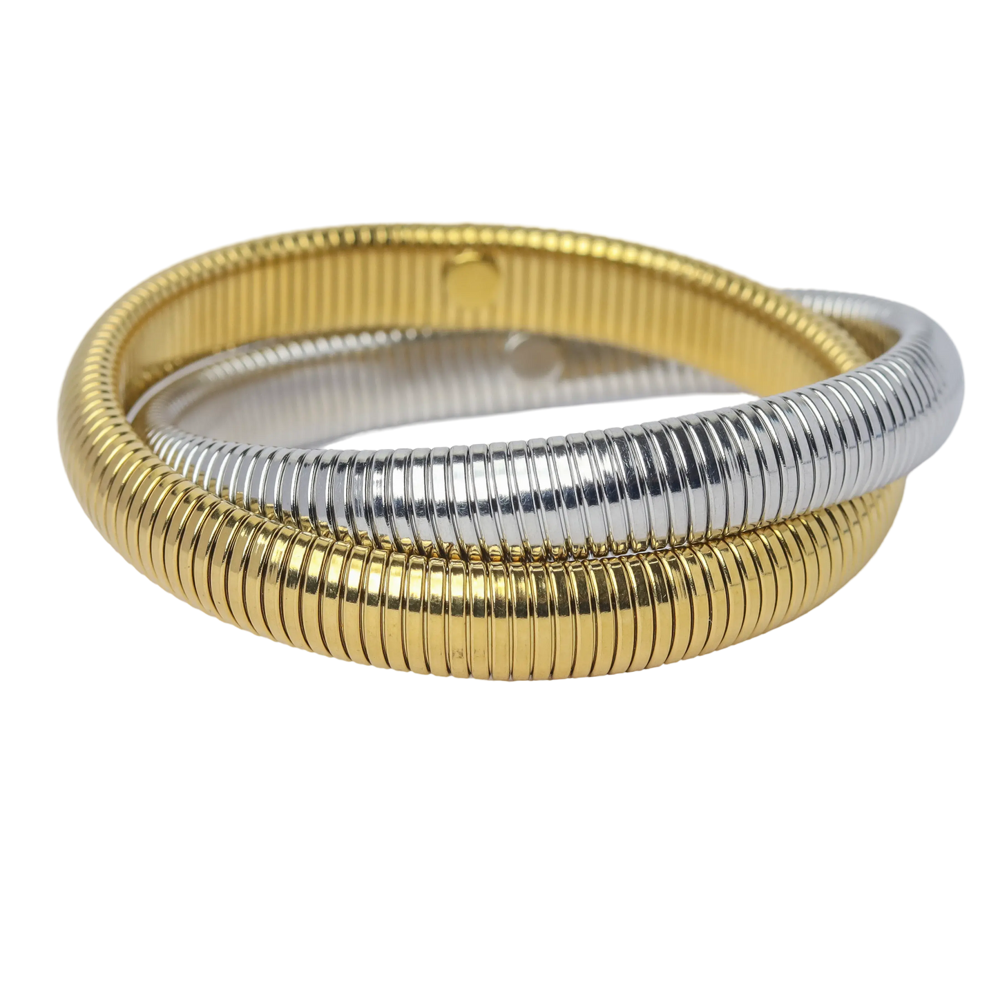 Chunky 2 Layered Bangle -  Gold/Silver