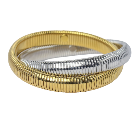 Chunky 2 Layered Bangle -  Gold/Silver