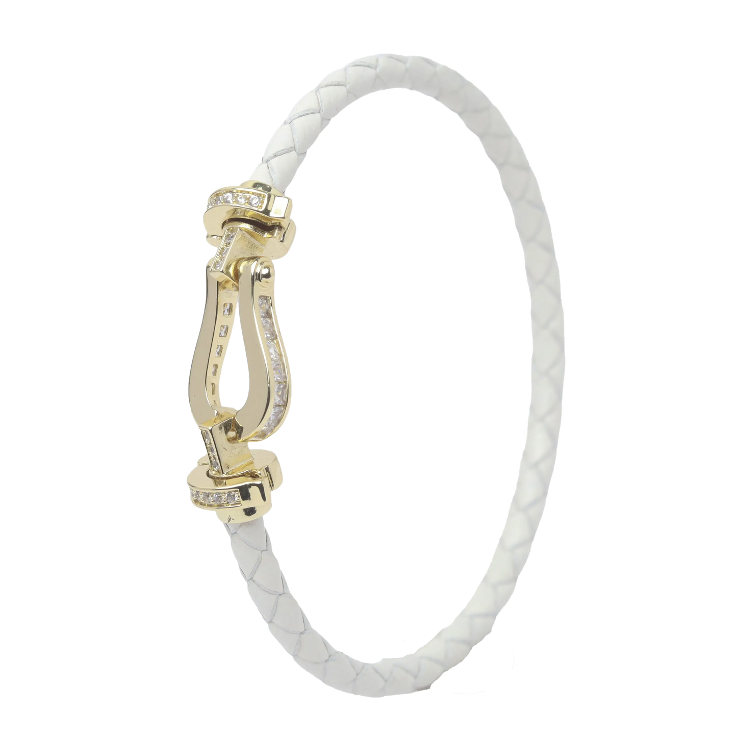 James Leather Bangle - White