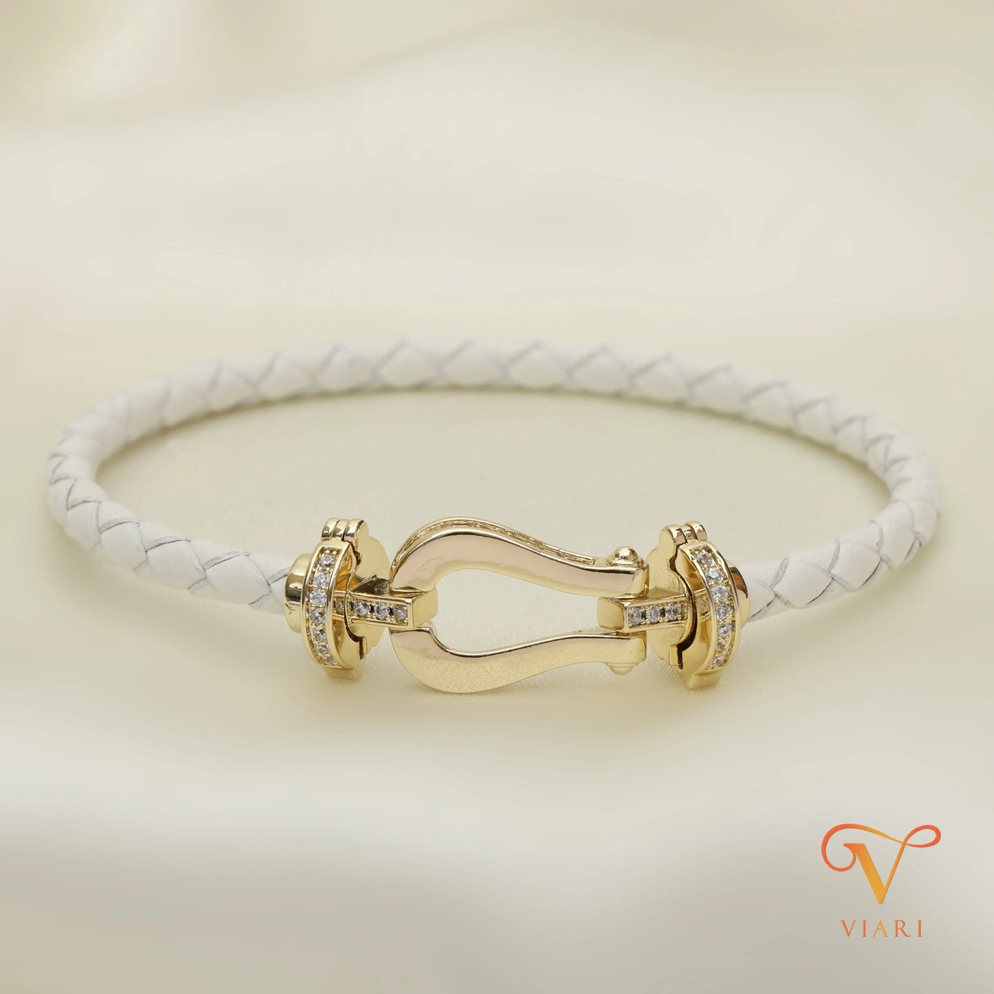 James Leather Bangle - White