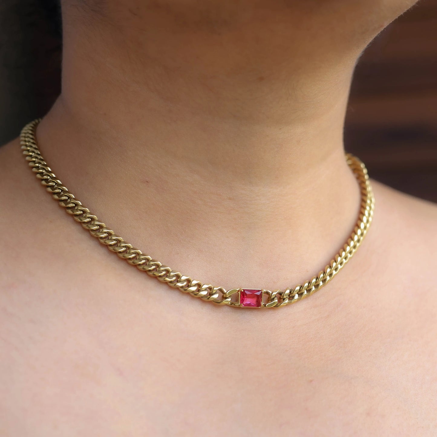Red Stone Link Chain