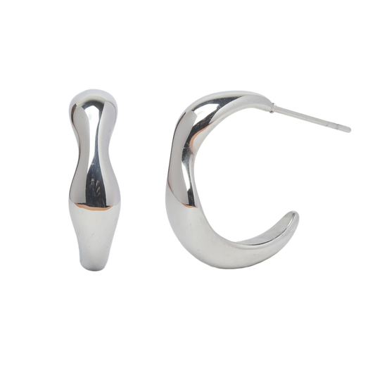 Solid Wave Earrings - Silver