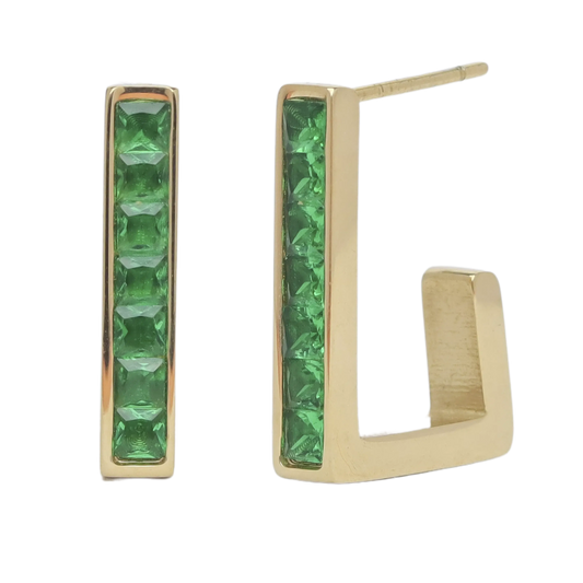 U Cz Hoop Earrings - Green