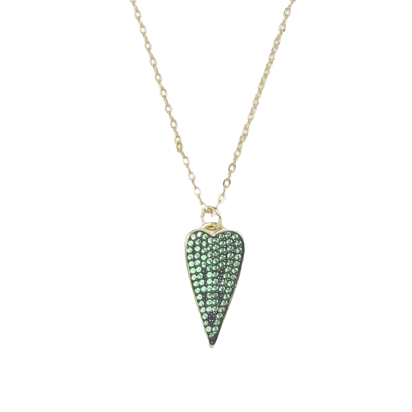 Green Stone Heart Drop Chain