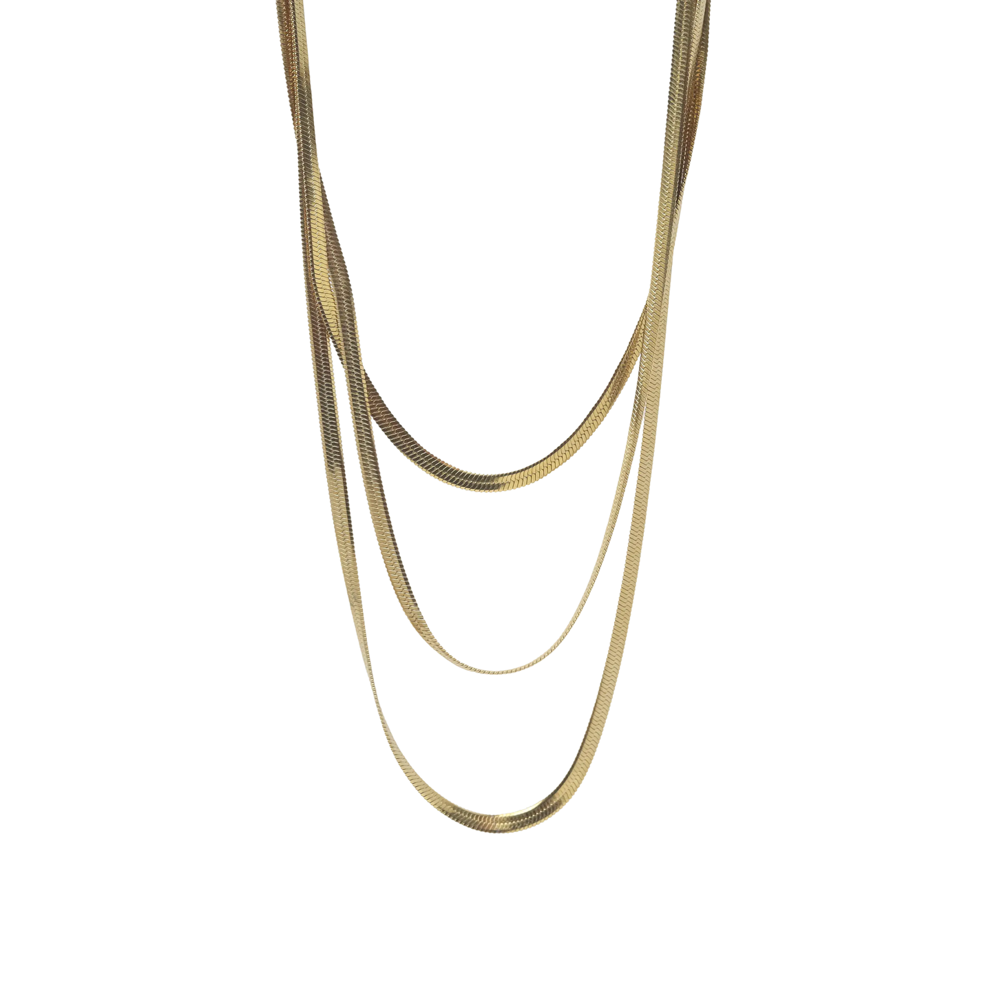 Zara Triple Layered Herringbone Necklace