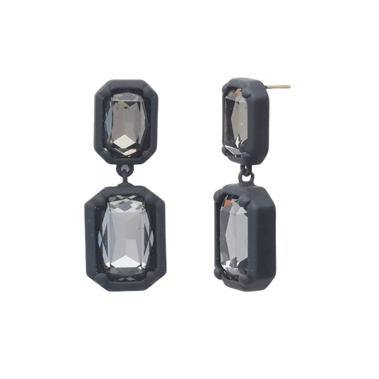 Stone Dangle Earrings - Black