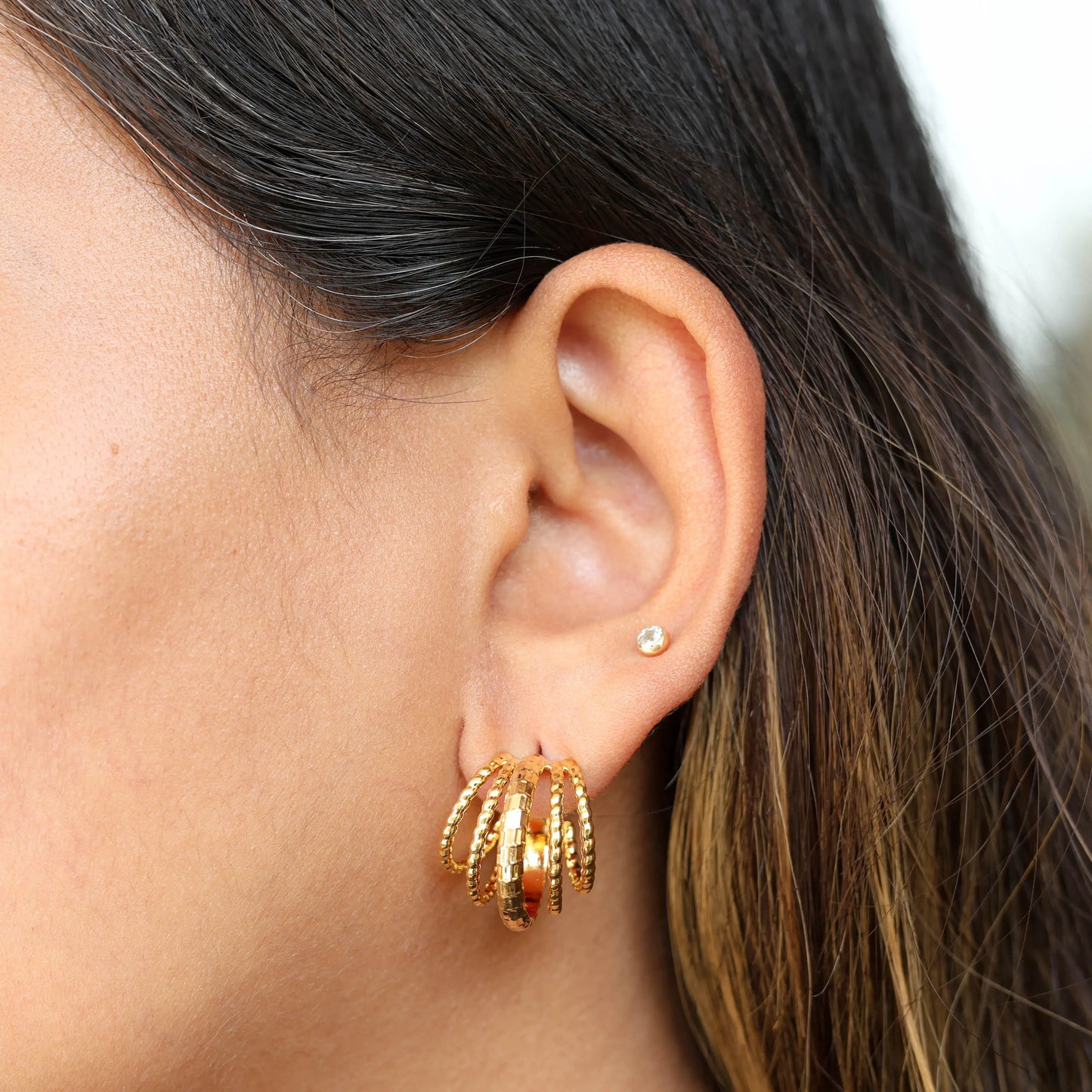 Dainty Textured Hoop Earrings