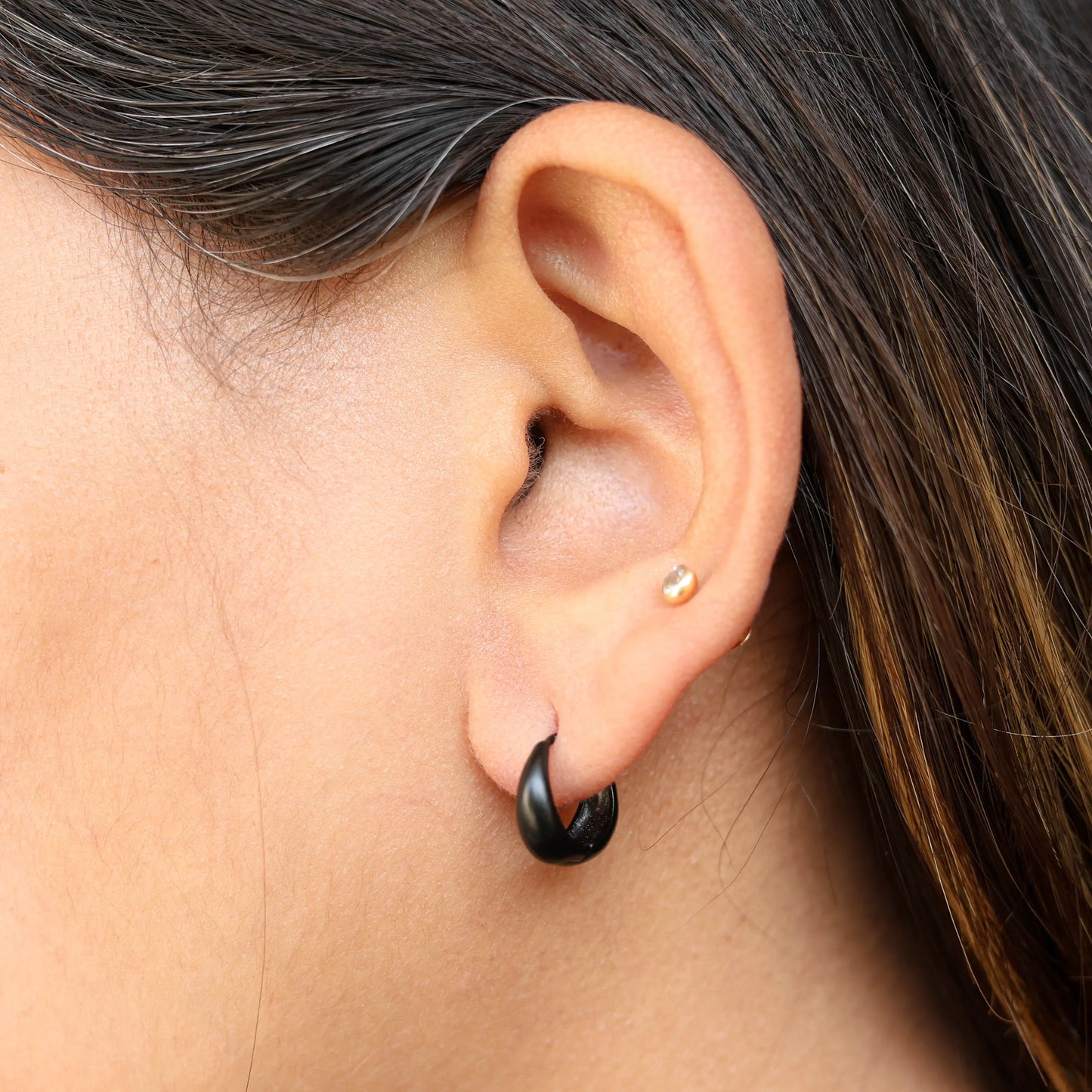 Mini Hoop Earrings - Black
