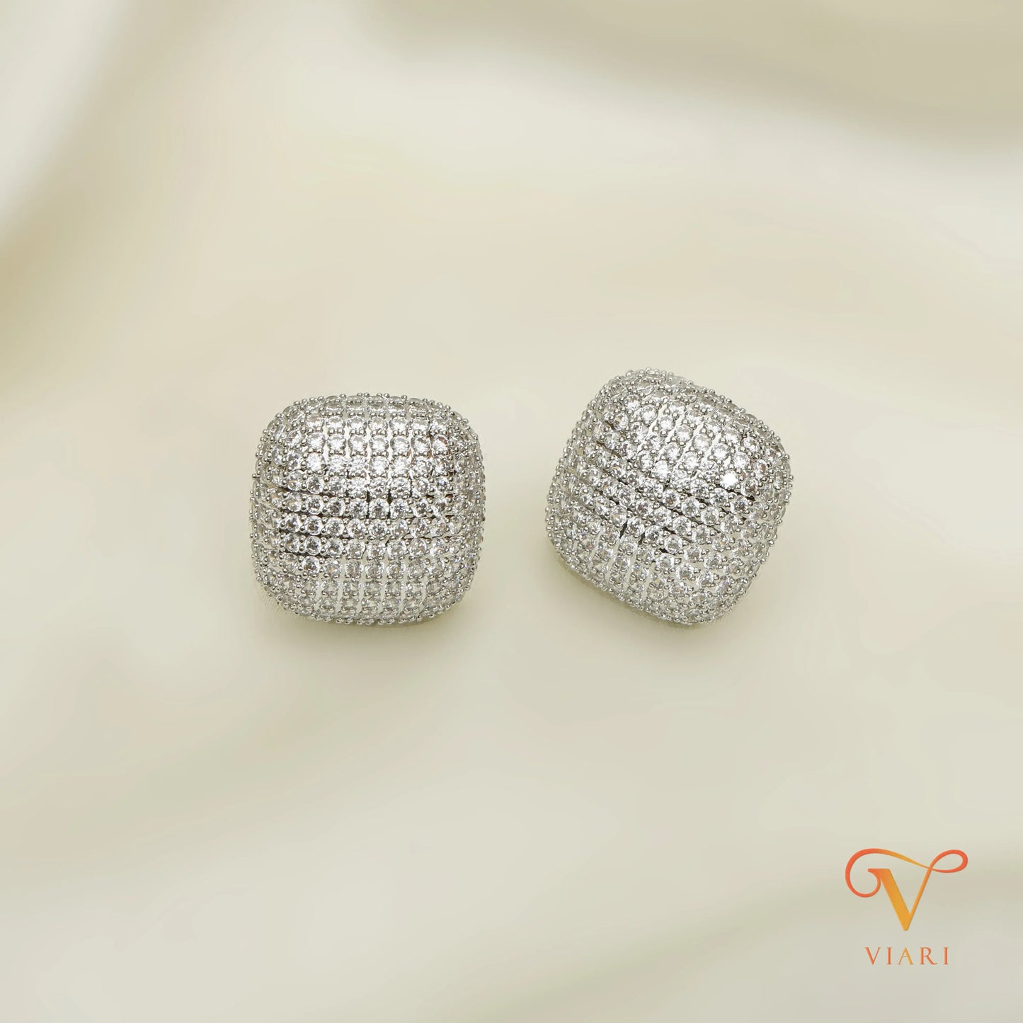 Cz Square Studs - Silver