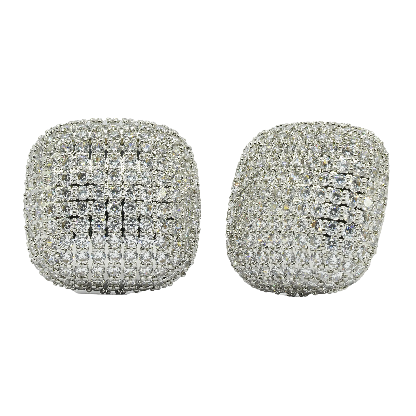 Cz Square Studs - Silver