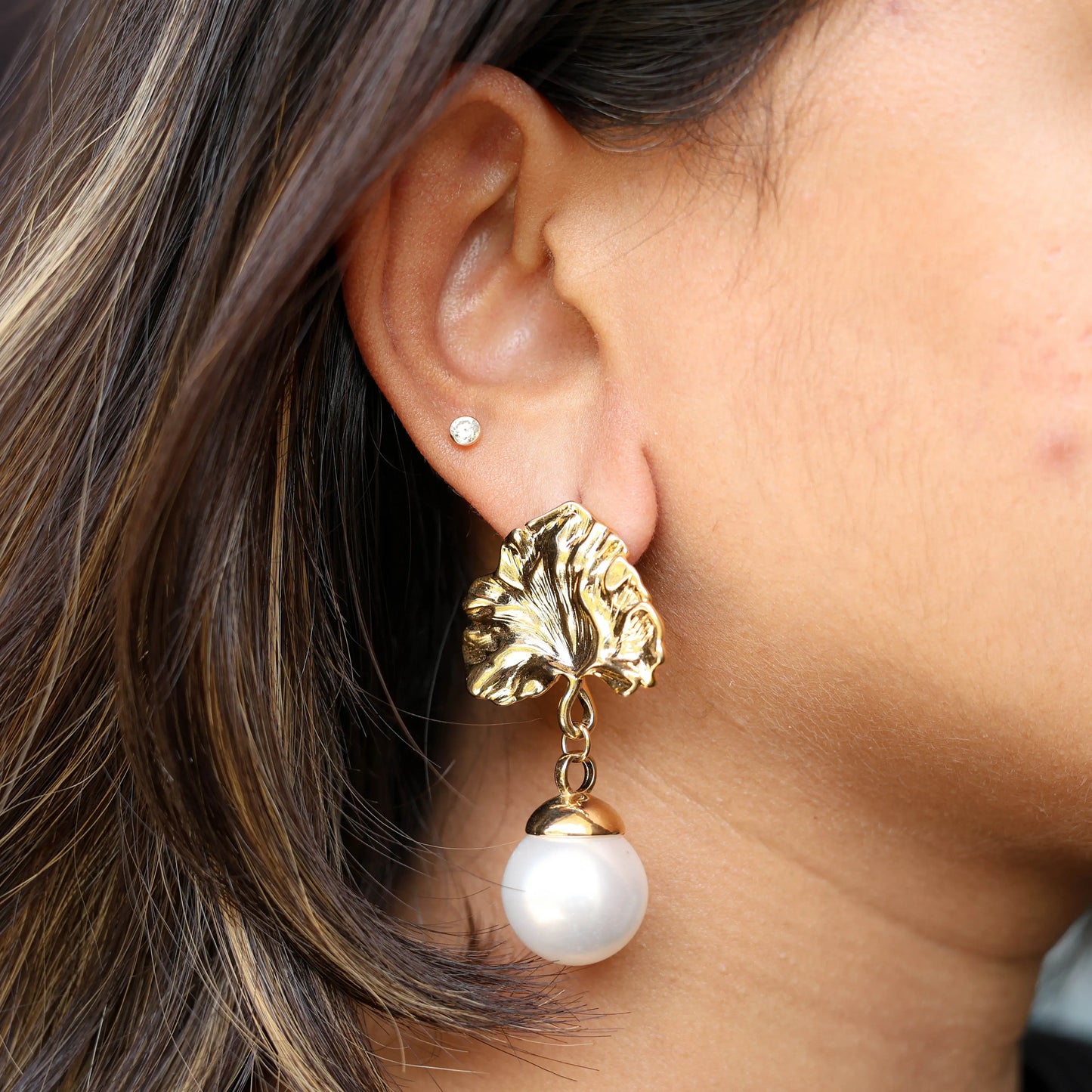 Statement earrings with Pearl Danglers