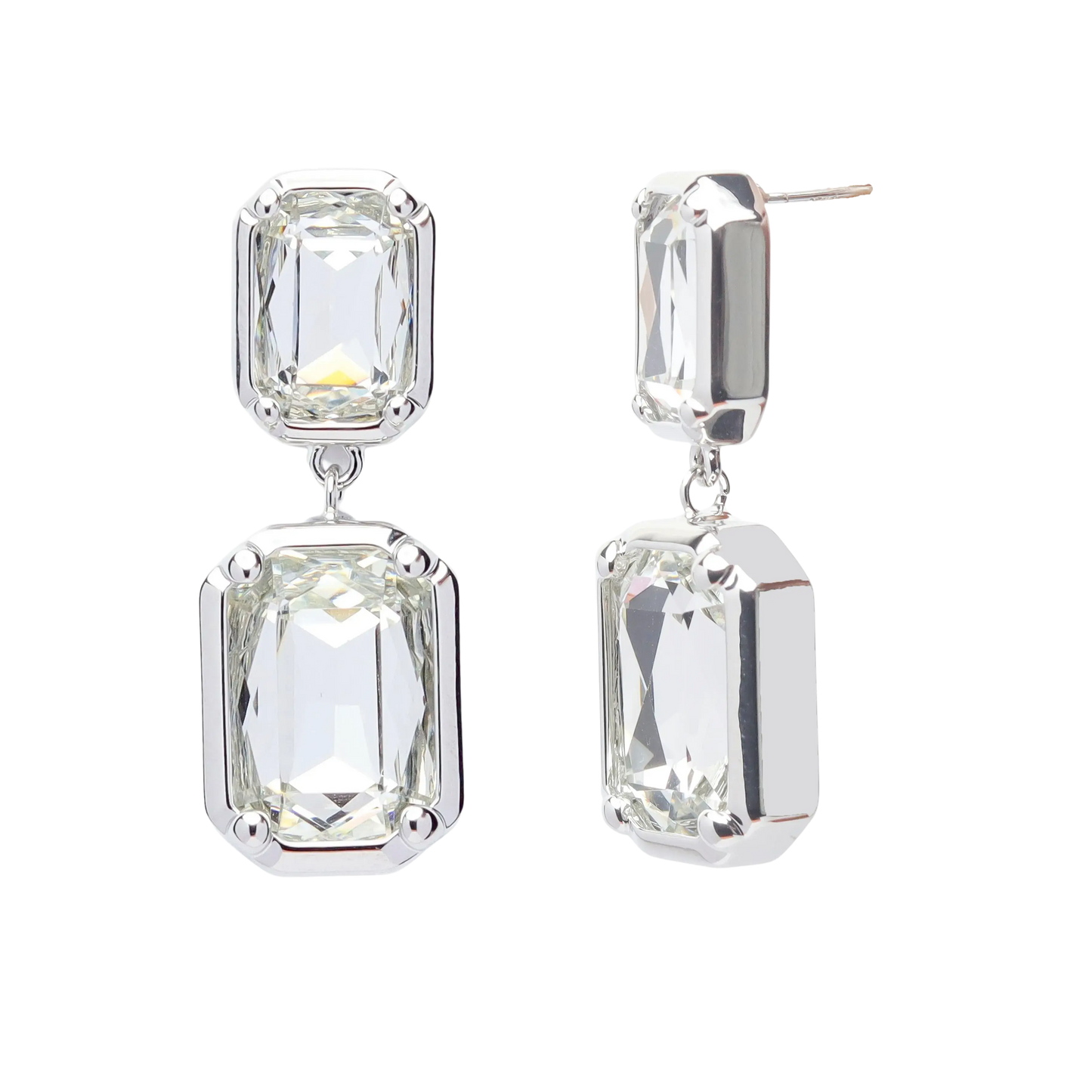 Stone Dangle Earrings - Silver