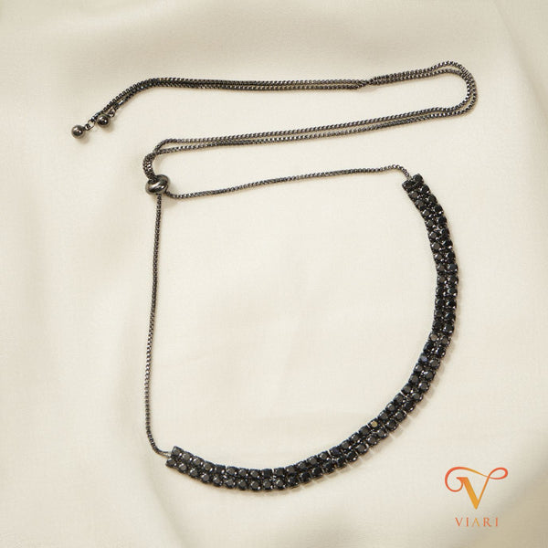 Two Line Choker Necklace - Black