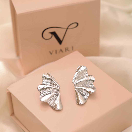 Handcrafted Winged Stud Earrings - Silver