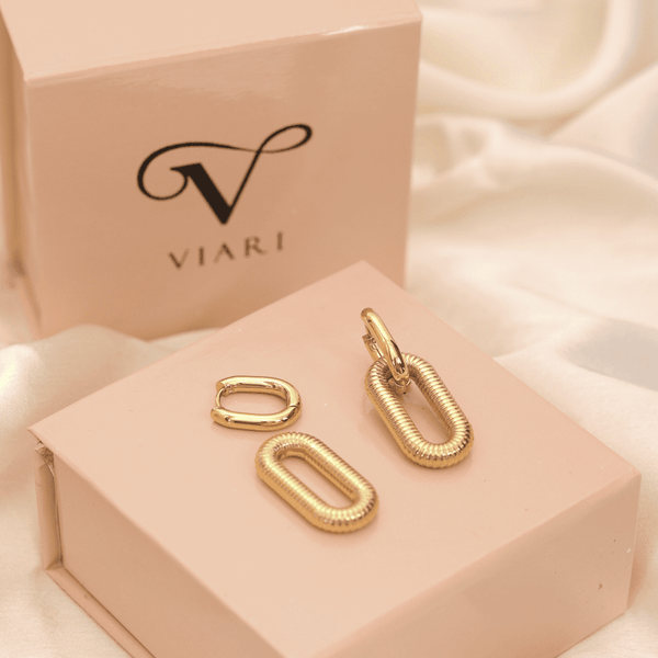 Detachable Box Hoop Earrings - Gold