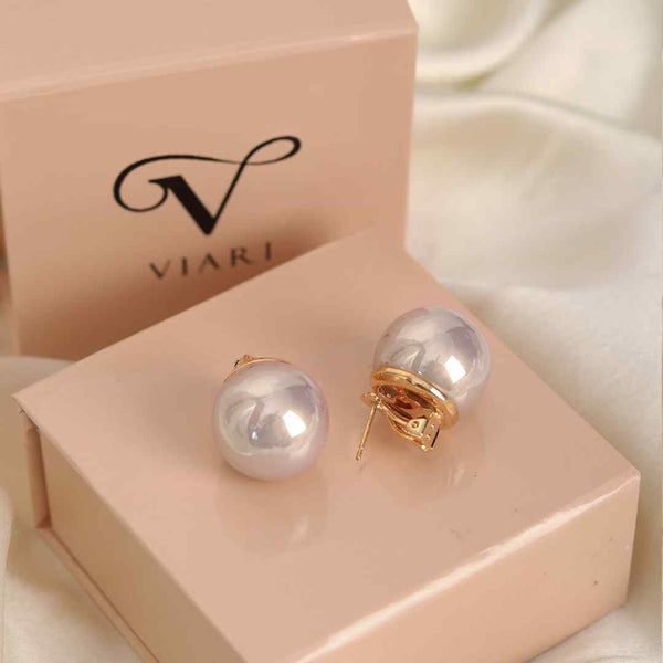 Champagne Pearl Studs - 20 mm