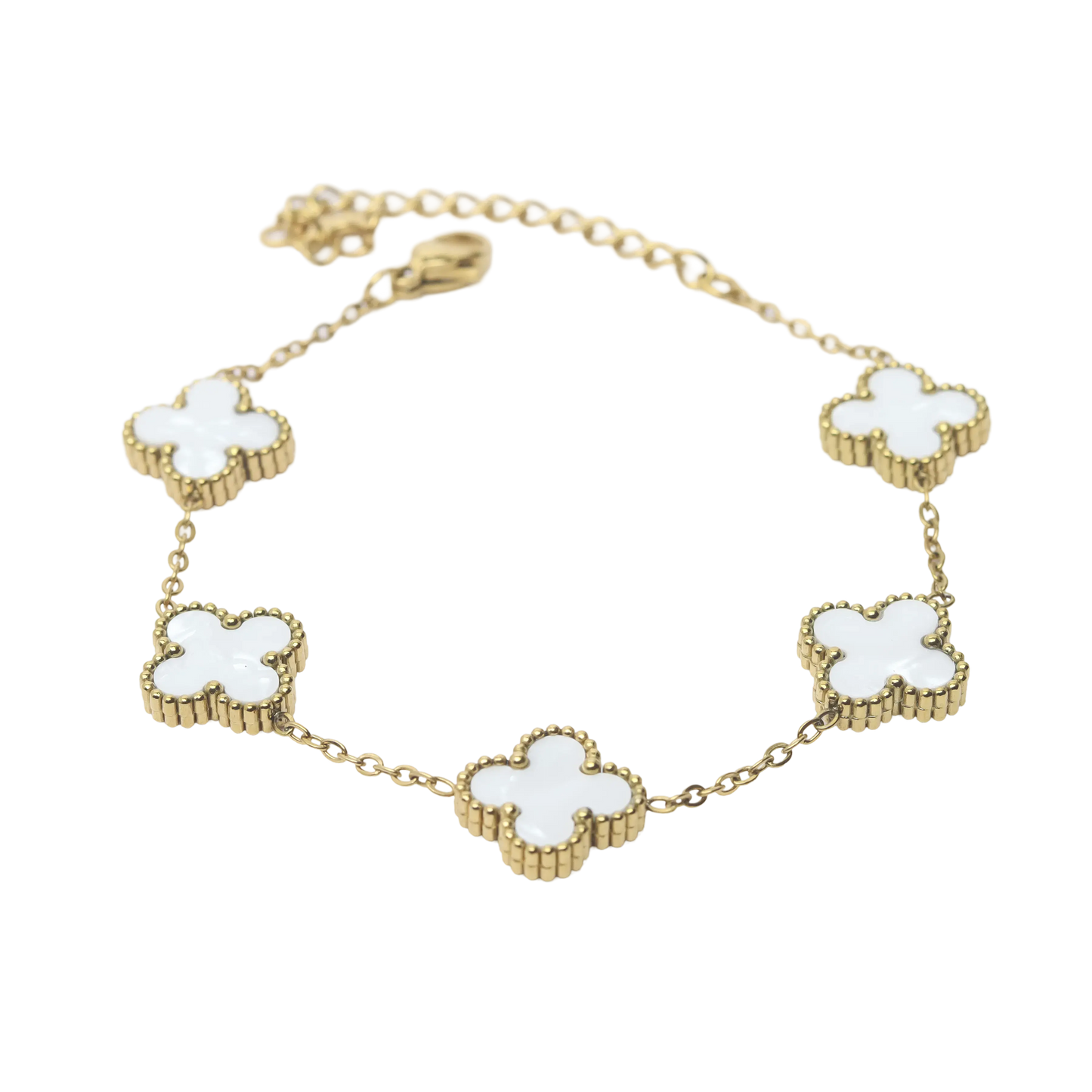 Clover Leaf Bracelet- White