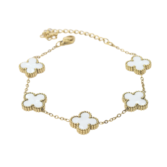 Clover Leaf Bracelet- White