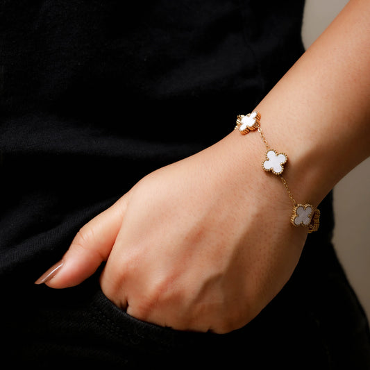 Clover Leaf Bracelet- White