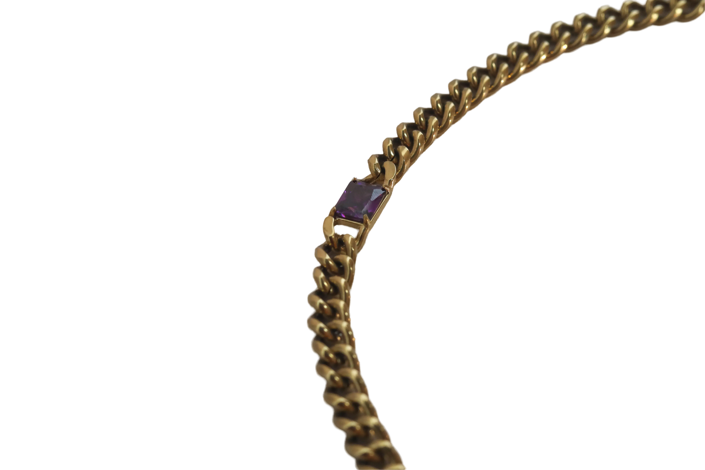Purple Stone Link Chain Bracelet