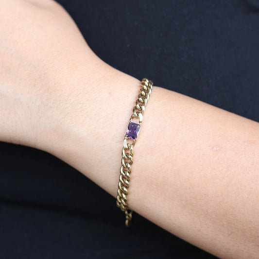 Purple Stone Link Chain Bracelet
