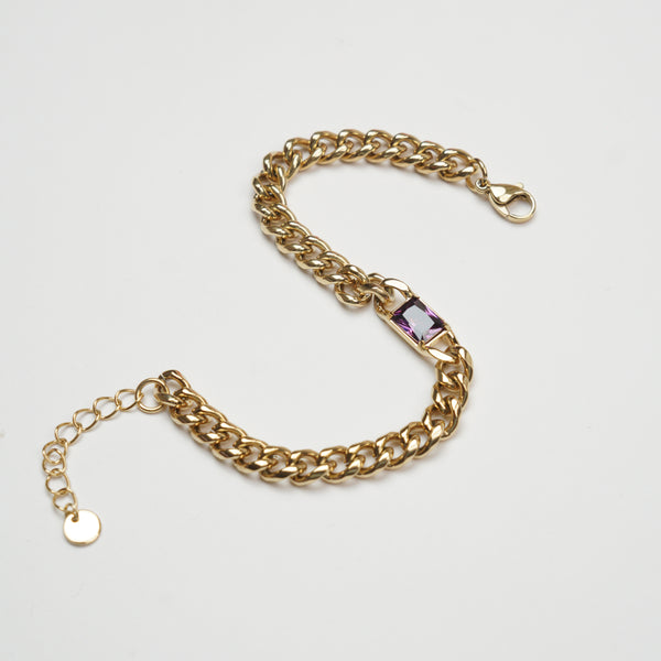 Purple Stone Link Bracelet
