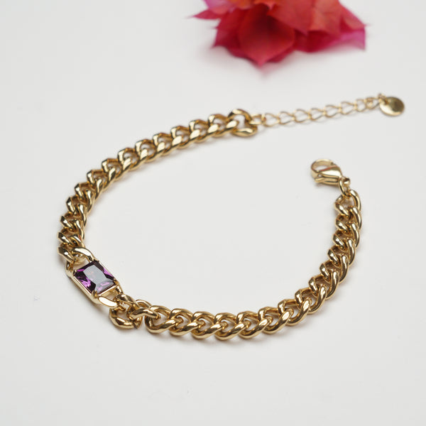 Purple Stone Link Bracelet
